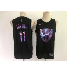 Men's Brooklyn Nets #11 Kyrie Irving Black Iridescent Holographic 2021 Jersey Men's Brooklyn Nets #11 Kyrie Irving Black Iridescent Holographic 2021 Jersey