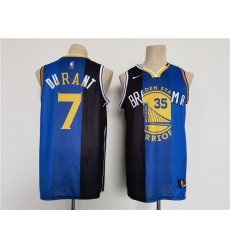 Men's Brooklyn Nets Thunder Warriors #7 Kevin Durant White Blue Black Splite Throwback Basketball Jersey Men's Brooklyn Nets Thunder Warriors #7 Kevin Durant White Blue Black Splite Throwback Basketball Jersey