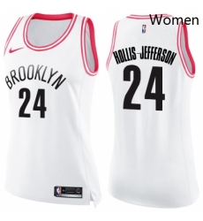 Womens Nike Brooklyn Nets 24 Rondae Hollis Jefferson Swingman WhitePink Fashion NBA Jersey Womens Nike Brooklyn Nets 24 Rondae Hollis Jefferson Swingman WhitePink Fashion NBA Jersey