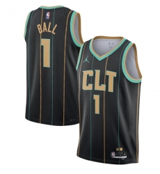 Men Charlotte Hornets 1 LaMelo Ball 2022 2023 Black City Edition Stitched Basketball Jersey Men Charlotte Hornets 1 LaMelo Ball 2022 2023 Black City Edition Stitched Basketball Jersey