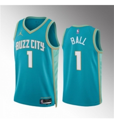Men Charlotte Hornets 1 LaMelo Ball Teal 2023 24 City Edition Stitched Basketball Jersey Men Charlotte Hornets 1 LaMelo Ball Teal 2023 24 City Edition Stitched Basketball Jersey