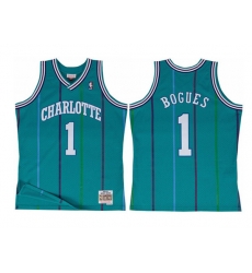 Men Charlotte Hornets 1 Muggsy Bogues Aqua Throwback Stitched Jerse Men Charlotte Hornets 1 Muggsy Bogues Aqua Throwback Stitched Jerse