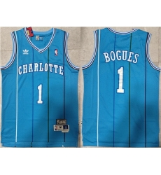 Men Charlotte Hornets 1 Muggsy Bogues Blue Mitchell 26 Ness Throwback Stitched Jersey Men Charlotte Hornets 1 Muggsy Bogues Blue Mitchell 26 Ness Throwback Stitched Jersey