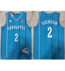 Men Charlotte Hornets 2 Larry Johnson Blue Mitchell 26 Ness Throwback Stitched Jersey Men Charlotte Hornets 2 Larry Johnson Blue Mitchell 26 Ness Throwback Stitched Jersey