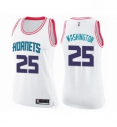 Womens Charlotte Hornets 25 PJ Washington Swingman White Pink Fashion Basketball Jerse Womens Charlotte Hornets 25 PJ Washington Swingman White Pink Fashion Basketball Jerse
