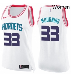 Womens Nike Charlotte Hornets 33 Alonzo Mourning Swingman WhitePink Fashion NBA Jersey Womens Nike Charlotte Hornets 33 Alonzo Mourning Swingman WhitePink Fashion NBA Jersey