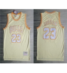 Men Chicago Bulls 23 Michael Jordan Gold Hardwood Classics Soul Throwback Limited Jersey Men Chicago Bulls 23 Michael Jordan Gold Hardwood Classics Soul Throwback Limited Jersey