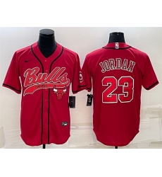 Men Chicago Bulls 23 Michael Jordan Red With Patch Cool Base Stitched Baseball Jersey Men Chicago Bulls 23 Michael Jordan Red With Patch Cool Base Stitched Baseball Jersey