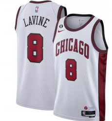Men Chicago Bulls 8 Zach LaVine 2022 23 White City Edition With NO 6 Patch Stitched Basketball Jersey Men Chicago Bulls 8 Zach LaVine 2022 23 White City Edition With NO 6 Patch Stitched Basketball Jersey