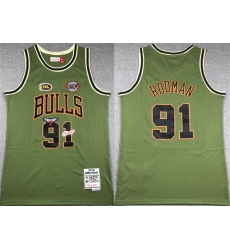 Men Chicago Bulls 91 Dennis Rodman Green 1997 98 Throwback Stitched Basketball Jersey Men Chicago Bulls 91 Dennis Rodman Green 1997 98 Throwback Stitched Basketball Jersey