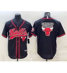 Men Chicago Bulls Black Team Big Logo Cool Base Stitched Baseball JerseyS Men Chicago Bulls Black Team Big Logo Cool Base Stitched Baseball JerseyS