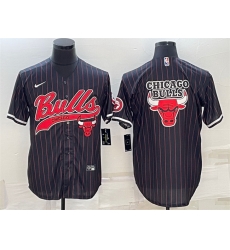 Men Chicago Bulls Black Team Big Logo Cool Base Stitched Baseball Jersey Men Chicago Bulls Black Team Big Logo Cool Base Stitched Baseball Jersey