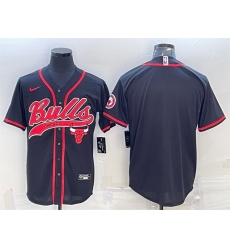 Men Chicago Bulls Blank Black Cool Base Stitched Baseball JerseyS Men Chicago Bulls Blank Black Cool Base Stitched Baseball JerseyS