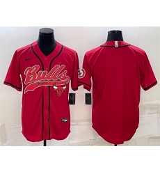 Men Chicago Bulls Blank Red Cool Base Stitched Baseball Jersey Men Chicago Bulls Blank Red Cool Base Stitched Baseball Jersey