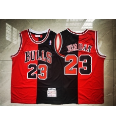 Men Chicago Bulls Michael Jordan 23 Red Black Split Mitchells Ness Hardwood Classics NBA Jersey Men Chicago Bulls Michael Jordan 23 Red Black Split Mitchells Ness Hardwood Classics NBA Jersey