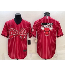Men Chicago Bulls Red Team Big Logo Cool Base Stitched Baseball JerseyS Men Chicago Bulls Red Team Big Logo Cool Base Stitched Baseball JerseyS