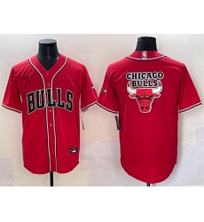 Men Chicago Bulls Team Big Logo Red Cool Base Stitched Baseball Jersey Men Chicago Bulls Team Big Logo Red Cool Base Stitched Baseball Jersey