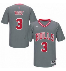 Mens Chicago Bulls 3 Dwyane Wade adidas Gray Pride Swingman Sleeved Jersey Mens Chicago Bulls 3 Dwyane Wade adidas Gray Pride Swingman Sleeved Jersey