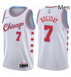 Mens Nike Chicago Bulls 7 Justin Holiday Authentic White NBA Jersey City Edition Mens Nike Chicago Bulls 7 Justin Holiday Authentic White NBA Jersey City Edition