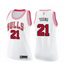 Womens Chicago Bulls 21 Thaddeus Young Swingman White Pink Fashion Basketball Jersey Womens Chicago Bulls 21 Thaddeus Young Swingman White Pink Fashion Basketball Jersey