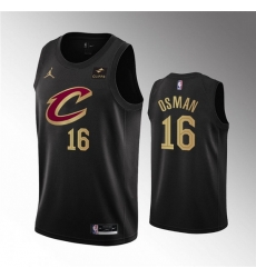 Men Cleveland Cavaliers 16 Cedi Osman Black Statement Edition Stitched Basketball Jersey Men Cleveland Cavaliers 16 Cedi Osman Black Statement Edition Stitched Basketball Jersey