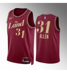 Men Cleveland Cavaliers 31 Jarrett Allen Wine 2023 24 City Edition Stitched Jersey Men Cleveland Cavaliers 31 Jarrett Allen Wine 2023 24 City Edition Stitched Jersey