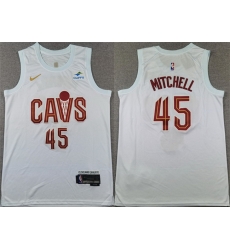 Men Cleveland Cavaliers 45 Donovan Mitchell White Association Edition Stitched Jersey Men Cleveland Cavaliers 45 Donovan Mitchell White Association Edition Stitched Jersey