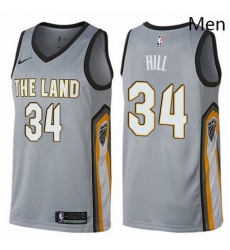 Mens Nike Cleveland Cavaliers 34 Tyrone Hill Swingman Gray NBA Jersey City Edition Mens Nike Cleveland Cavaliers 34 Tyrone Hill Swingman Gray NBA Jersey City Edition