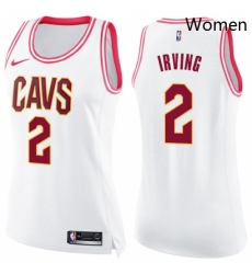 Womens Nike Cleveland Cavaliers 2 Kyrie Irving Swingman WhitePink Fashion NBA Jersey