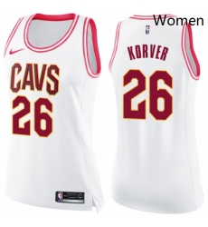 Womens Nike Cleveland Cavaliers 26 Kyle Korver Swingman WhitePink Fashion NBA Jersey Womens Nike Cleveland Cavaliers 26 Kyle Korver Swingman WhitePink Fashion NBA Jersey