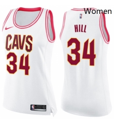 Womens Nike Cleveland Cavaliers 34 Tyrone Hill Swingman WhitePink Fashion NBA Jersey Womens Nike Cleveland Cavaliers 34 Tyrone Hill Swingman WhitePink Fashion NBA Jersey