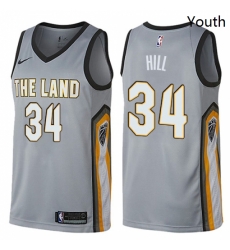 Youth Nike Cleveland Cavaliers 34 Tyrone Hill Swingman Gray NBA Jersey City Edition Youth Nike Cleveland Cavaliers 34 Tyrone Hill Swingman Gray NBA Jersey City Edition