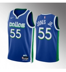 Men Dallas Mavericks 55 Derrick Jones Jr Blue City Edition Stitched Basketball Jersey Men Dallas Mavericks 55 Derrick Jones Jr Blue City Edition Stitched Basketball Jersey