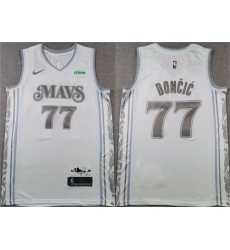 Men Dallas Mavericks 77 Luka Doncic White 2024 25 City Edition Stitched Basketball Jersey Men Dallas Mavericks 77 Luka Doncic White 2024 25 City Edition Stitched Basketball Jersey