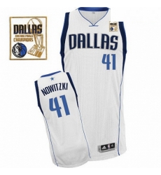 Mens Adidas Dallas Mavericks 41 Dirk Nowitzki Authentic White Home Champions Patch NBA Jersey Mens Adidas Dallas Mavericks 41 Dirk Nowitzki Authentic White Home Champions Patch NBA Jersey