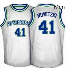 Mens Adidas Dallas Mavericks 41 Dirk Nowitzki Authentic White Throwback NBA Jersey Mens Adidas Dallas Mavericks 41 Dirk Nowitzki Authentic White Throwback NBA Jersey