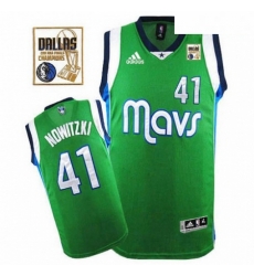 Mens Adidas Dallas Mavericks 41 Dirk Nowitzki Swingman Green Champions Patch NBA Jersey Mens Adidas Dallas Mavericks 41 Dirk Nowitzki Swingman Green Champions Patch NBA Jersey