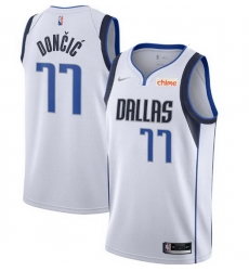 Men's Dallas Mavericks #77 Luka Doncic 75th Anniversary White Stitched Basketball Jersey Men's Dallas Mavericks #77 Luka Doncic 75th Anniversary White Stitched Basketball Jersey