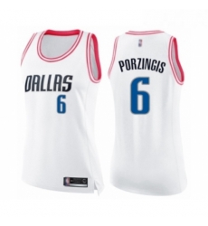 Womens Dallas Mavericks 6 Kristaps Porzingis Swingman White Pink Fashion Basketball Jerse Womens Dallas Mavericks 6 Kristaps Porzingis Swingman White Pink Fashion Basketball Jerse