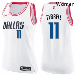Womens Nike Dallas Mavericks 11 Yogi Ferrell Swingman WhitePink Fashion NBA Jersey 