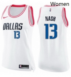 Womens Nike Dallas Mavericks 13 Steve Nash Swingman WhitePink Fashion NBA Jersey Womens Nike Dallas Mavericks 13 Steve Nash Swingman WhitePink Fashion NBA Jersey