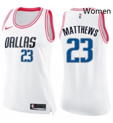 Womens Nike Dallas Mavericks 23 Wesley Matthews Swingman WhitePink Fashion NBA Jersey Womens Nike Dallas Mavericks 23 Wesley Matthews Swingman WhitePink Fashion NBA Jersey
