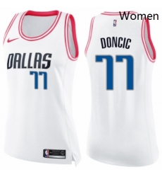 Womens Nike Dallas Mavericks 77 Luka Doncic Swingman WhitePink Fashion NBA Jersey Womens Nike Dallas Mavericks 77 Luka Doncic Swingman WhitePink Fashion NBA Jersey