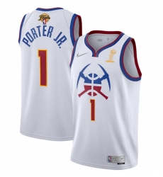Men Denver Nuggets 1 Michael Porter Jr White 2023 Finals Earned Edition Stitched Basketball Jersey Men Denver Nuggets 1 Michael Porter Jr White 2023 Finals Earned Edition Stitched Basketball Jersey