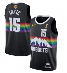 Men Denver Nuggets 15 Nikola Jokic Black 2023 Finals Champions City Edition Stitched Basketball Jersey Men Denver Nuggets 15 Nikola Jokic Black 2023 Finals Champions City Edition Stitched Basketball Jersey