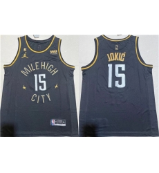 Men Denver Nuggets 15 Nikola Jokic Black With NO 6 Patch Stitched Jersey Men Denver Nuggets 15 Nikola Jokic Black With NO 6 Patch Stitched Jersey