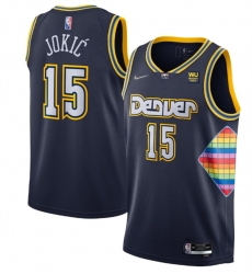 Men Denver Nuggets 15 Nikola Jokic Navy 2021 22 City Edition 75th Anniversary Stitched Jersey Men Denver Nuggets 15 Nikola Jokic Navy 2021 22 City Edition 75th Anniversary Stitched Jersey