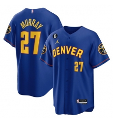 Men Denver Nuggets 27 Jamal Murray Blue With No 6 Patch Cool Base Stitched Baseball Jersey Men Denver Nuggets 27 Jamal Murray Blue With No 6 Patch Cool Base Stitched Baseball Jersey