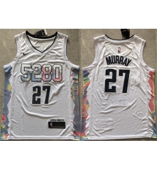Men Denver Nuggets 27 Jamal Murray White 2024 City Edition Stitched Basketball Jersey Men Denver Nuggets 27 Jamal Murray White 2024 City Edition Stitched Basketball Jersey