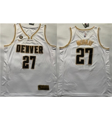 Men Denver Nuggets 27 Jamal Murray White With NO 6 Patch Stitched Jersey Men Denver Nuggets 27 Jamal Murray White With NO 6 Patch Stitched Jersey